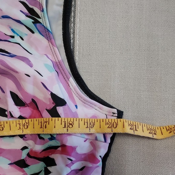 NWOT Women's 3XL Bathing Suit Swim One Piece Swimsuit Black Multi Pink - Picture 3 of 9